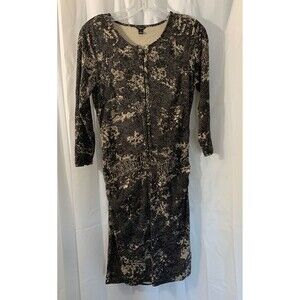 ANN TAYLOR Front Zip Long Sleeve Midi Ruched Stretch Dress Women’s Size 6